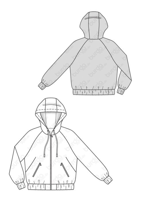 Выкройка Блузон бархатный с капюшоном (Burda 2/2017, № выкройки 6489 B)