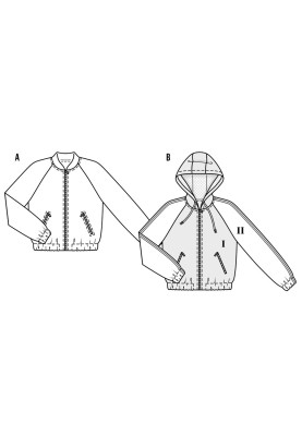 Выкройка Блузон бомбер с рукавами реглан (Burda 2/2017, № выкройки 6478 A)