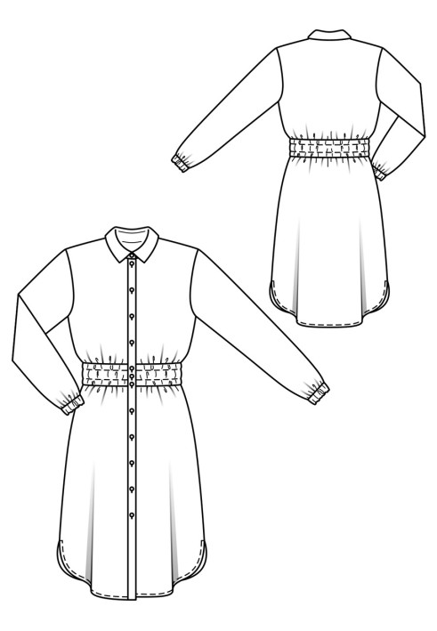 Pattern Shirt dress with a sewn-in belt (Burda 2/2019, pattern number 101 A)