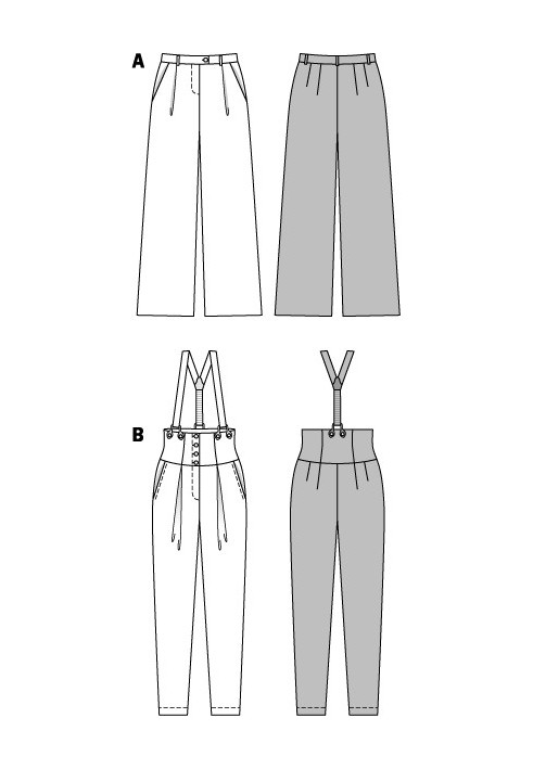 Pattern Marlene trousers with pleats at the waist (Burda 2/2014, pattern number 6856 A)