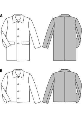 Выкройка Пальто прямого кроя с отложным воротником (Burda 1/2014, № выкройки 6932 A)