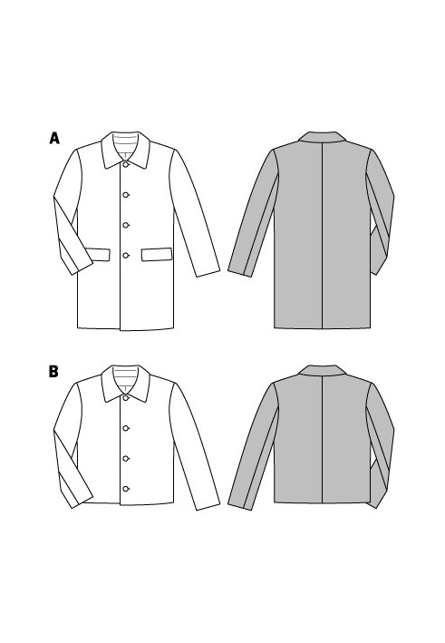 Pattern Straight-cut coat with turn-down collar (Burda 1/2014, pattern number 6932 A)