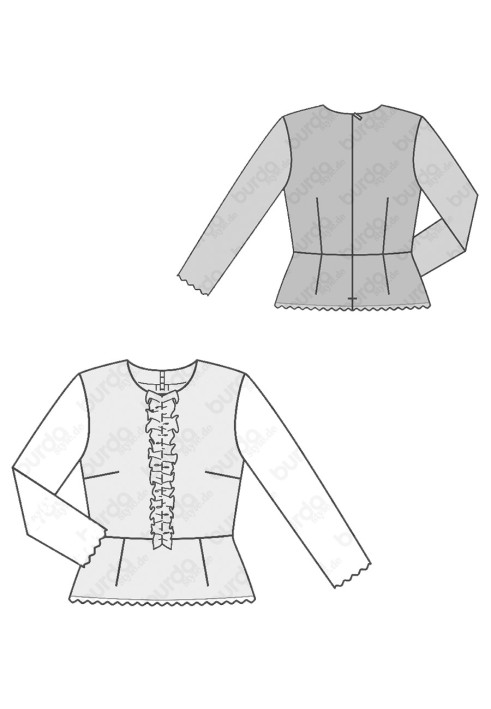 Pattern Lace blouse with basque and ruffle (Burda 2/2016, pattern number 6567 C)