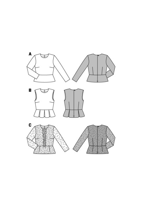 Выкройка Блузка кружевная с баской и рюшем (Burda 2/2016, № выкройки 6567 C)
