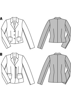 Выкройка Трикотажный жакет с застежкой на молнию (Burda 2/2015, № выкройки 6703 B)