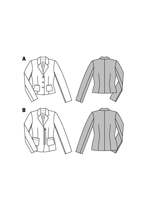 Выкройка Трикотажный жакет с застежкой на молнию (Burda 2/2015, № выкройки 6703 B)