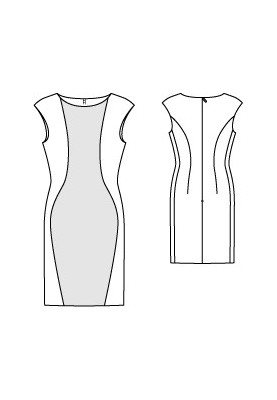 Pattern Sleeveless Sheath Dress with Boat Neck (Burda 9/2012, Pattern No. 121)