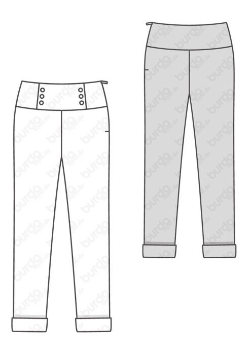 Pattern Pants knitted on a wide collar (Burda 2/2019, pattern number 6251 B)