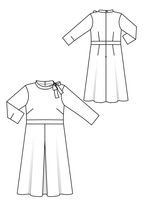 Pattern Dress with a fitted cut with a bow collar (Burda 9/2018, pattern number 113 B)