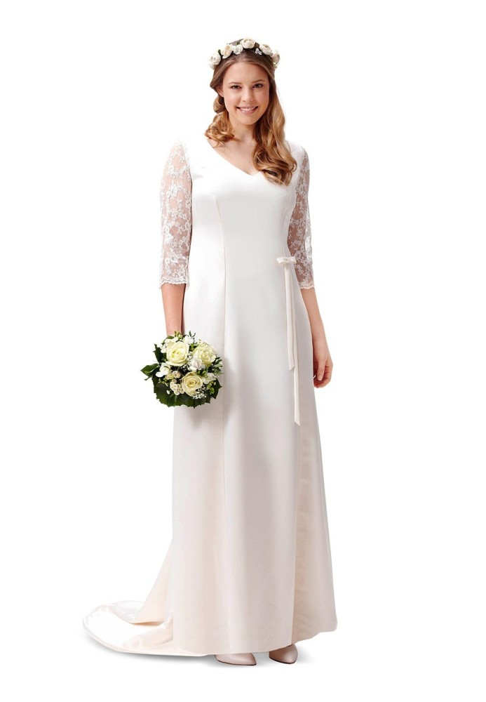 Pattern Wedding dress of a flared cut with lace sleeves (Burda 2/2015, pattern number 6711 B)