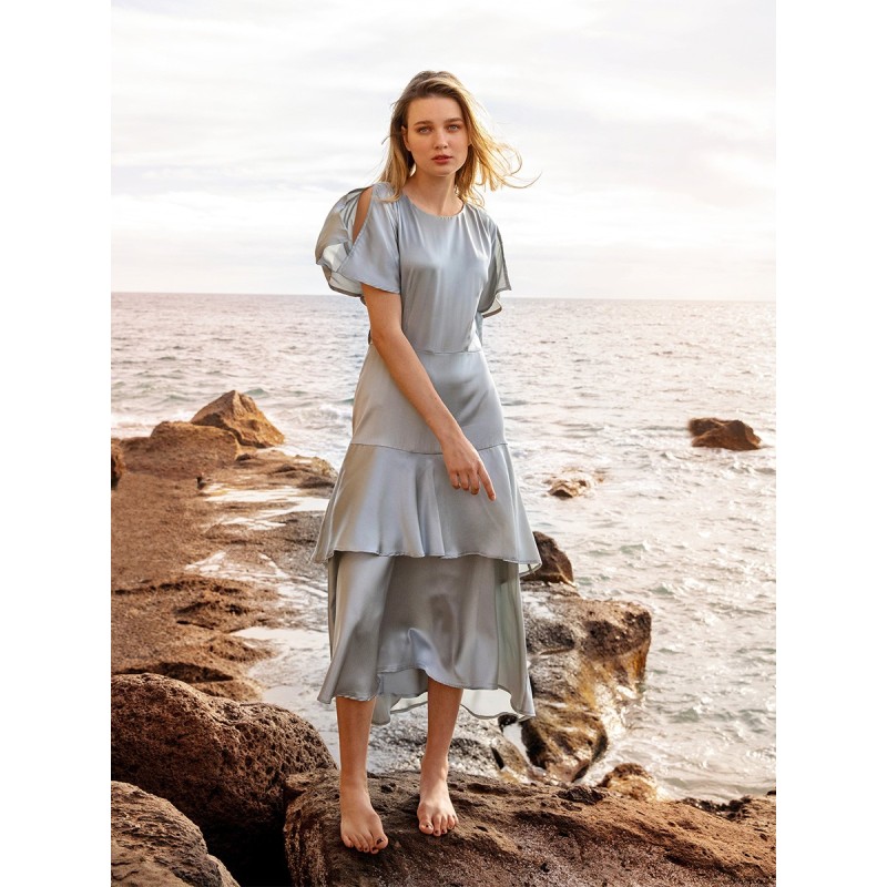 Pattern Silk dress with...