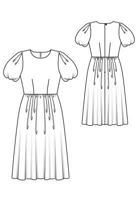 Pattern Midi dress with lantern sleeves and a full skirt (Burda 5/2020, pattern number 112)