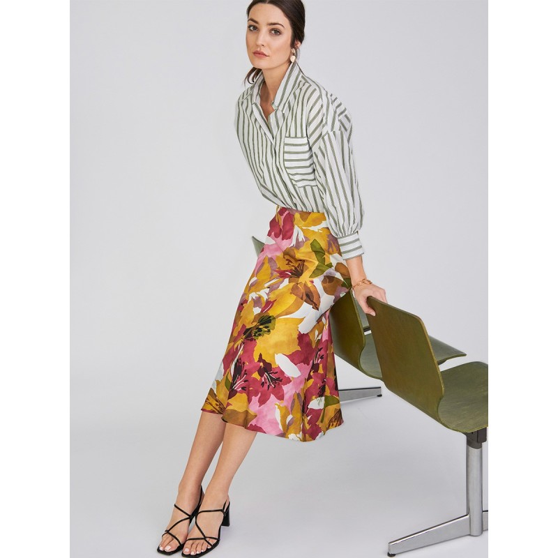 Pattern Midi A-line Skirt...