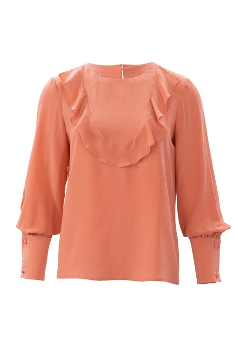 Pattern Straight-cut blouse with a frill (Burda 4/2019, pattern number 115)