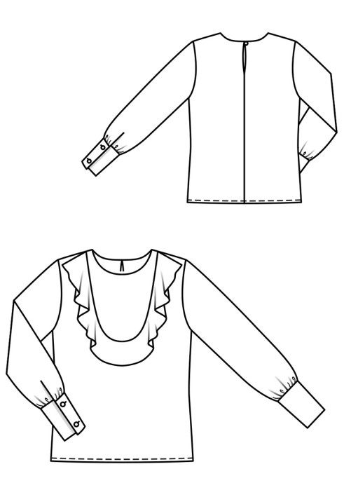 Викрійка Блузка прямого крою з воланом (Burda 4/2019, № викрійки 115)