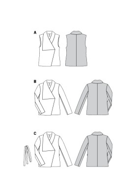 Выкройка Жилет с асимметричным воротником (Burda 2/2020, № выкройки 6156 A)