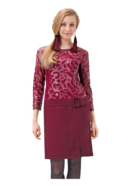 Pattern Sheath dress with lace top (Burda 2/2015, pattern no. 6707 B)