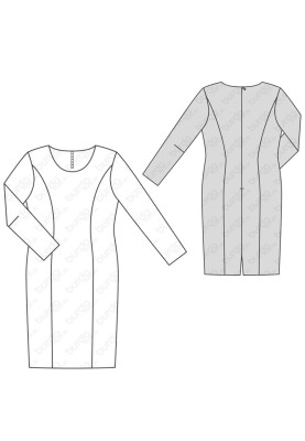 Pattern Sheath dress with a round neckline (Burda 2/2016, pattern number 6620 A)