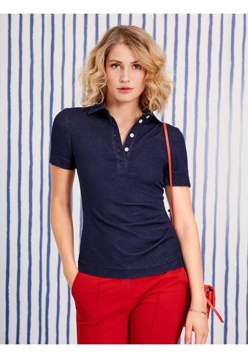 Pattern Knitted polo shirt with asymmetric folds (Burda 3/2020, pattern number 109)