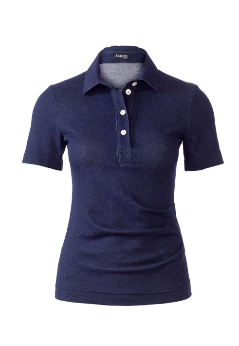 Pattern Knitted polo shirt with asymmetric folds (Burda 3/2020, pattern number 109)