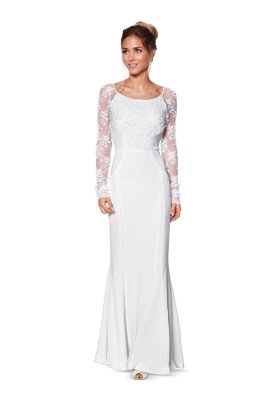 Pattern Mermaid wedding dress with a detachable full skirt (Burda 2/2014, pattern no. 6869 C)