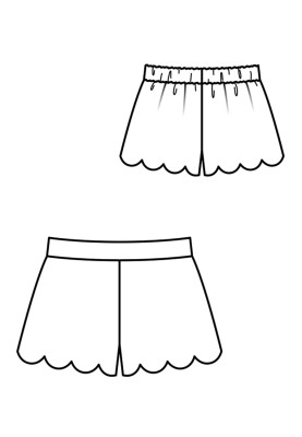 Pattern Shorts with festoons on the bottom edge (Burda 7/2019, pattern number 131)