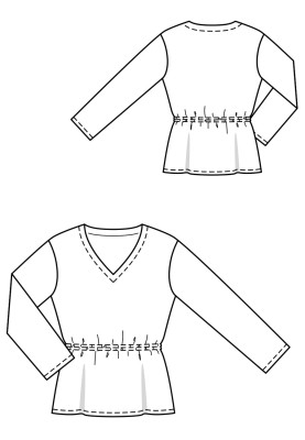 Pattern Pajama pullover with a V-neckline (Burda 1/2019, pattern number 118 A)