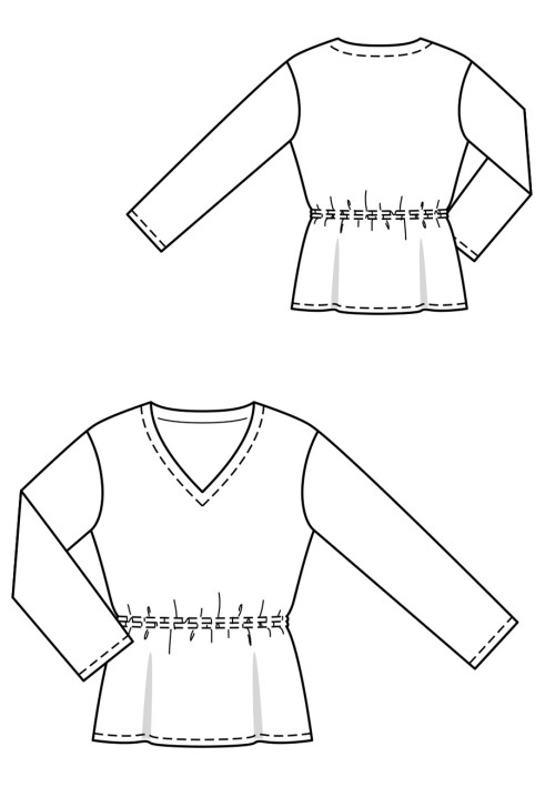 Pattern Pajama pullover with a V-neckline (Burda 1/2019, pattern number 118 A)