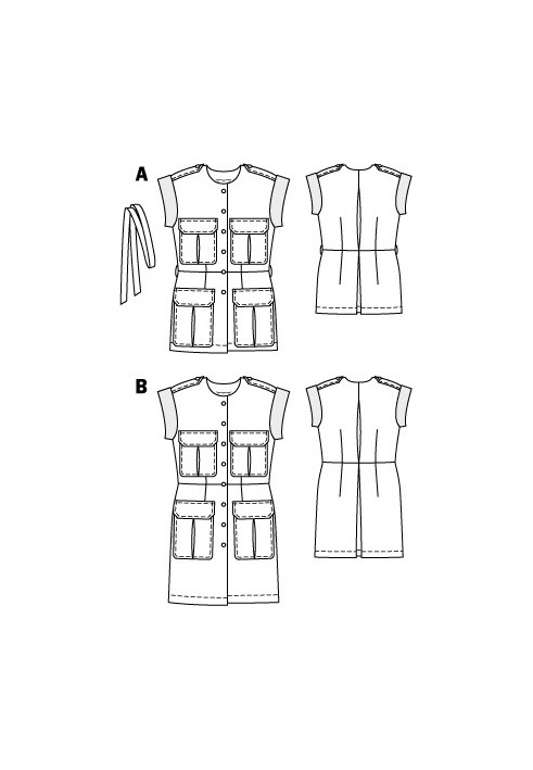 Выкройка Платье мини в стиле сафари (Burda 2/2011, № выкройки 132 B)