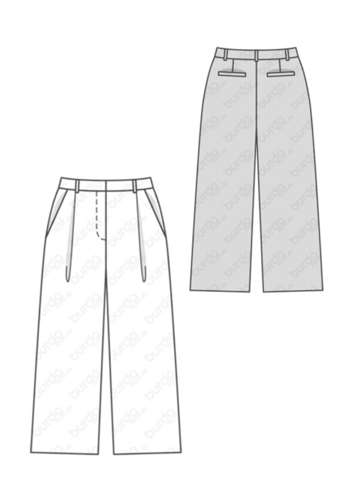 Pattern Culottes with pleats at the waist (Burda 1/2018, pattern number 6436 B)