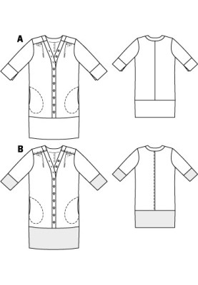 Pattern Dress-shirt with a wide strip at the bottom (Burda 6/2011, pattern number 105 B)