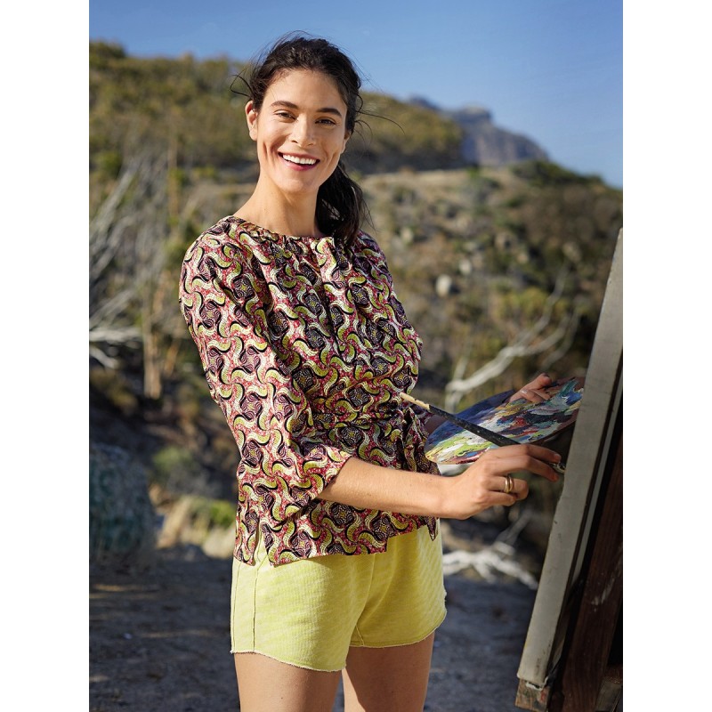 Pattern Blouse with polo...