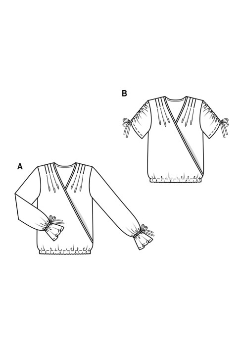 Pattern Collarless blouse with long sleeves (Burda 1/2018, pattern no. 6425 A)