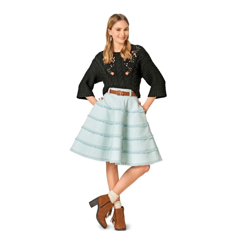 Pattern Multi-tiered denim...