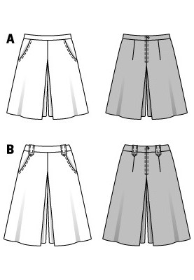 Выкройка Юбка-брюки со встречными складками (Burda 1/2014, № выкройки 6905 B)