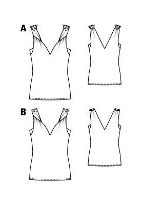 Pattern Top of a fitted silhouette with twisted straps (Burda 12/2011, pattern number 122 B)