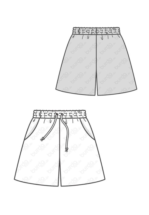 Pattern Sports style shorts with an elastic waistband (Burda 1/2018, pattern number 6409 B)