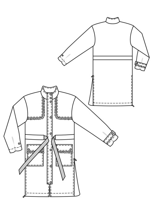 Parka pattern with gode wedges in the side seams (Burda 11/2017, pattern number 102)