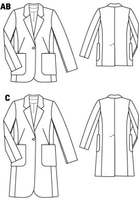 Выкройка Пальто однобортное приталенного кроя (Burda 6/2011, № выкройки 115 C)