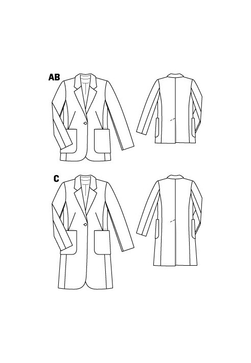 Pattern Single-breasted tailored coat (Burda 6/2011, pattern number 115 C)