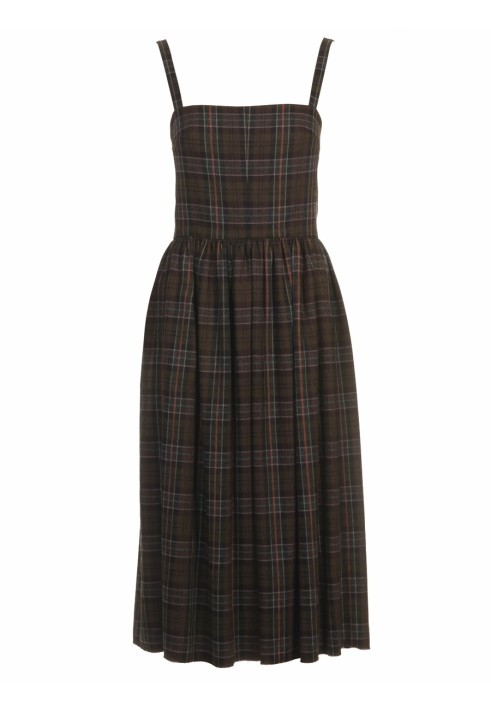 Pattern Dress made of checkered wool fabric with straps (Burda 11/2010, pattern number 117 B)