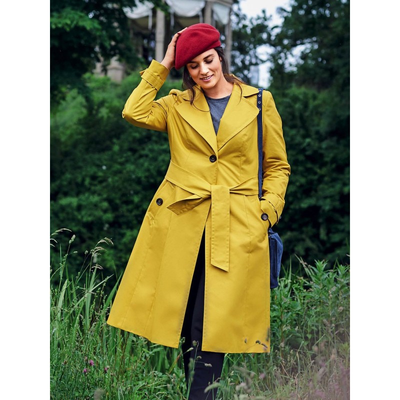 Pattern Trench coat flared...