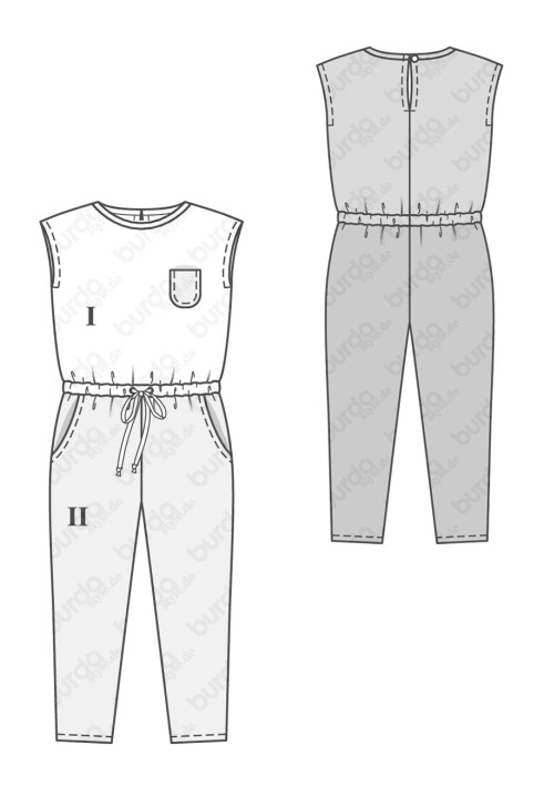 Pattern Two-color knitted overalls (Burda 1/2018, pattern number 9345 A)