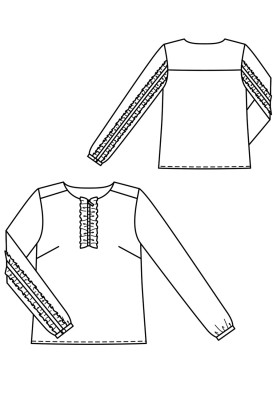 Pattern Straight-cut blouse with ruffles and frills (Burda 10/2017, pattern number 116)