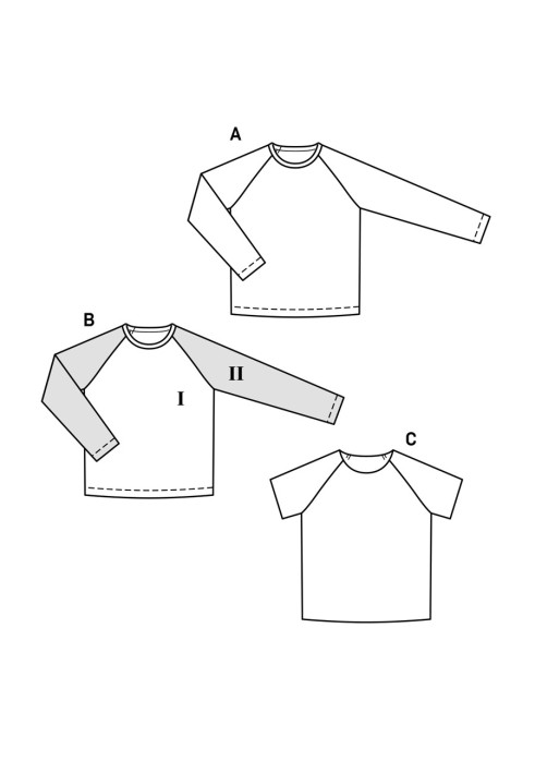 Pattern T-shirt with raglan sleeves (Burda 1/2018, pattern number 9346 C)