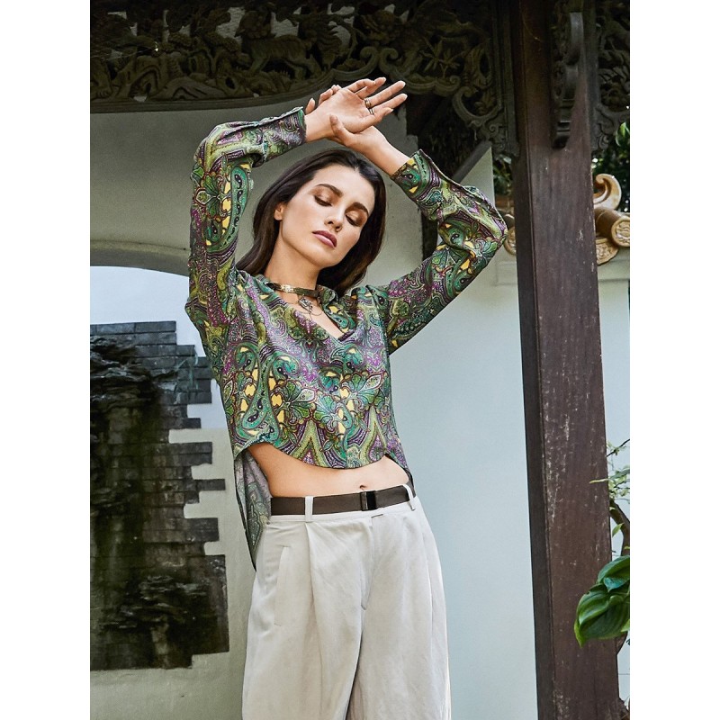 Pattern Blouse-shirt with...