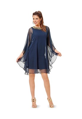 Pattern T-shirt dress with chiffon cape (Burda 2/2016, pattern number 6589 A)