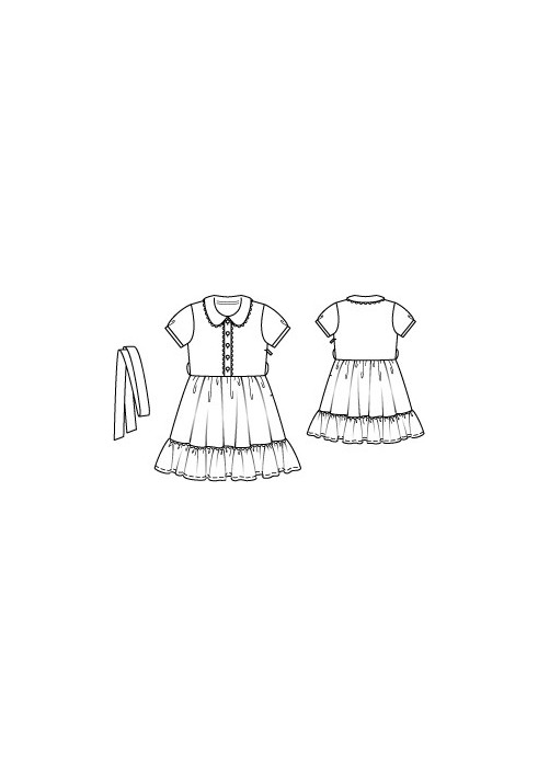 Pattern Dress with a round collar and a frill on the lower edge (Burda 6/2010, pattern number 145)