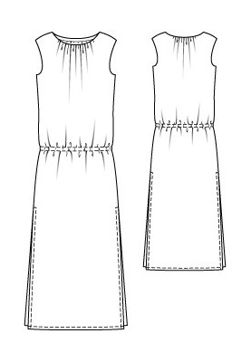 Pattern Sleeveless maxi dress with drawstring at the waist (Burda 4/2011, pattern number 116)