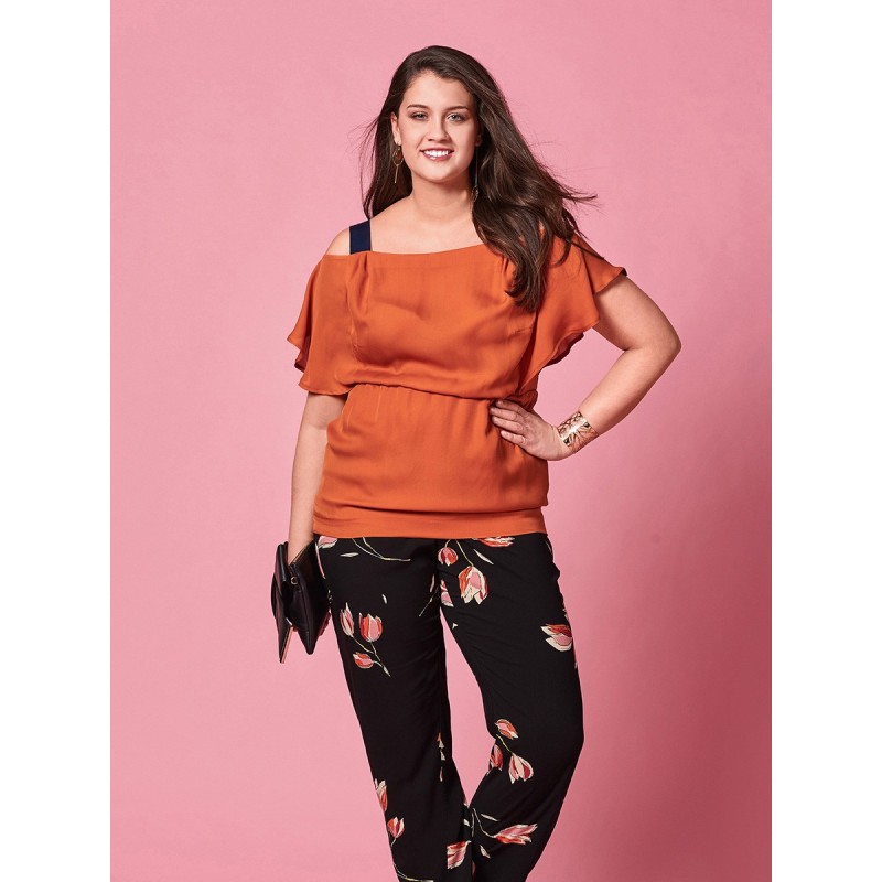 Pattern Blouse with wide...